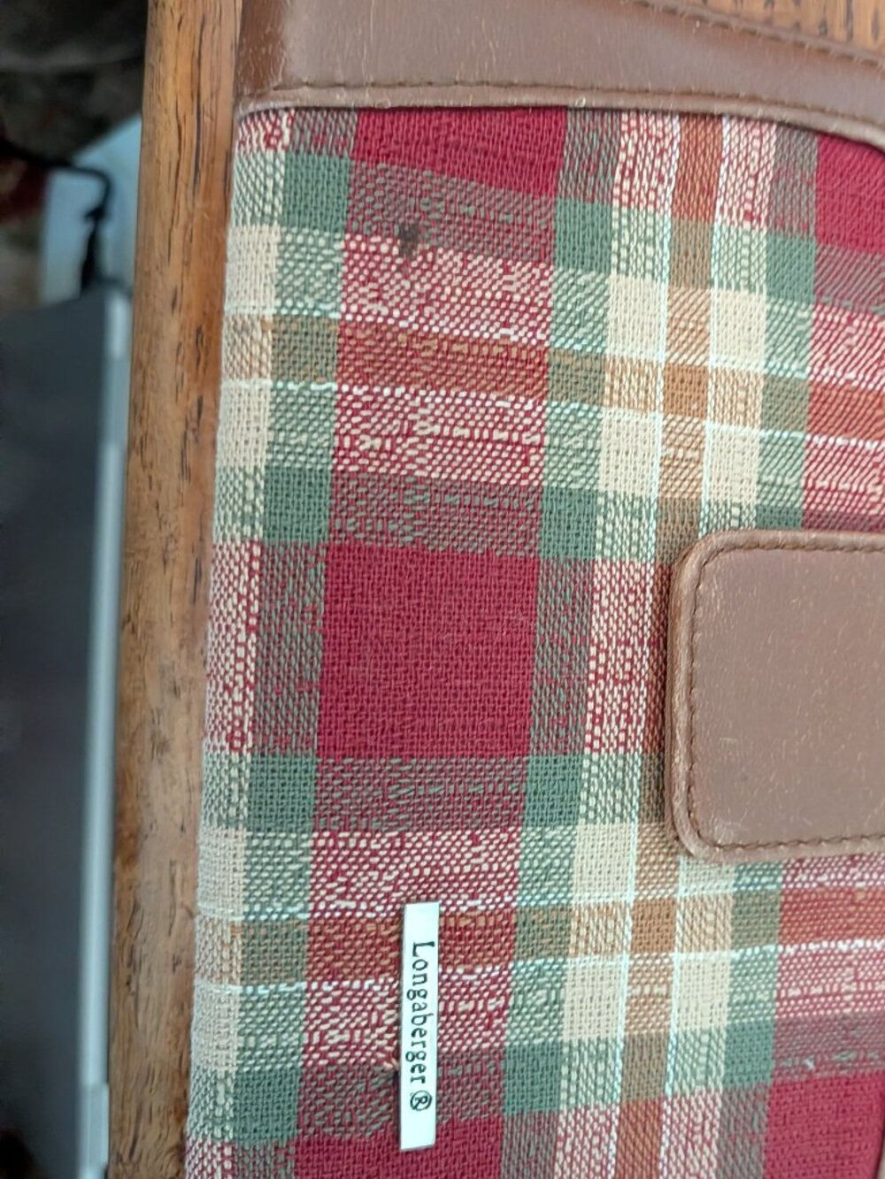 Longaberger Orchard Park Billfold Red Plaid Checkbook Holder Credit Card Slots